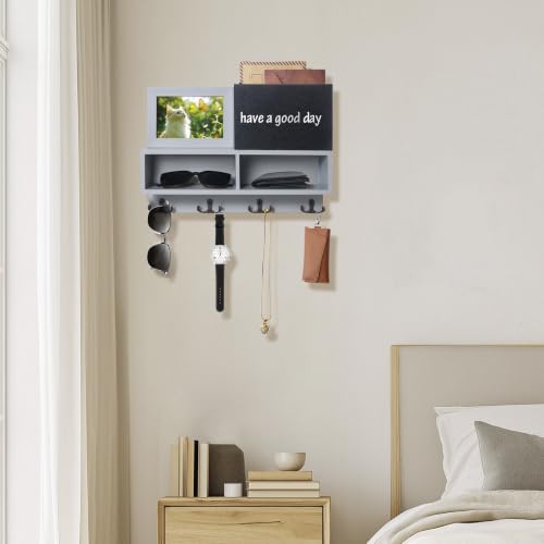 Wall Key and Mail Holder with Chalkboard & Magnetic Photo Frame - Image 5