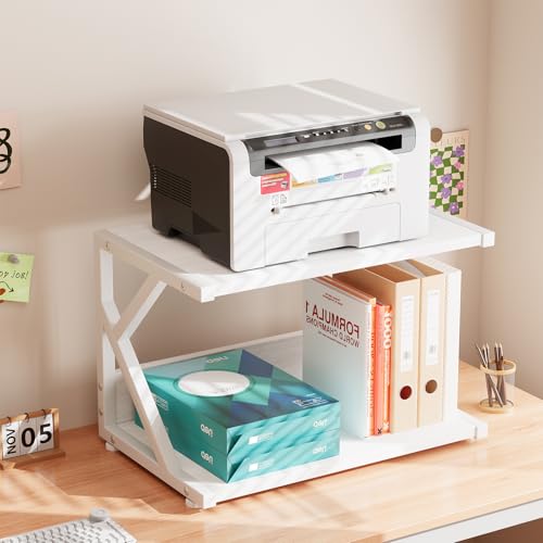 aboxoo Desktop Printer Stand with 2 Tier Wood Storage - Image 3