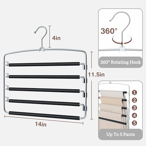 SINDAX Pants Hangers Space Saving - 4Pack, 5 Layers Space - Image 4