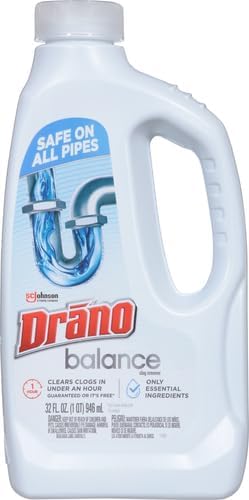 Drano Drain Clog Remover, Non-Corrosive Formula, 32 Fl Oz, Pack of 2 | Safe on All Pipes | Essential Ingredients