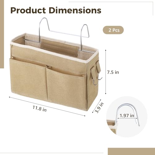 2 Pcs Jute Bedside Storage Caddy, 11.8 x 3.9 x 7.5 | Home Organization - Image 3