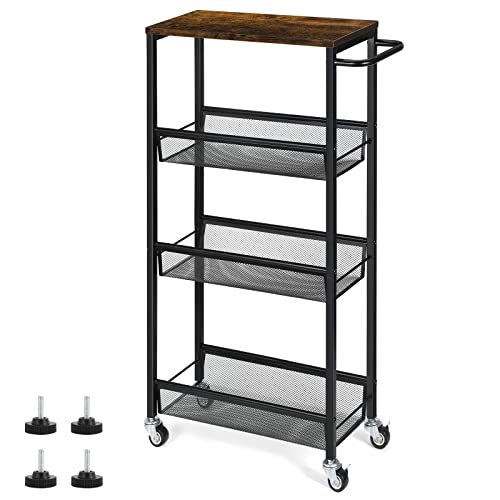 Slim Storage Cart, Metal Narrow Rolling Storage Cart for Kitchen - Image 2