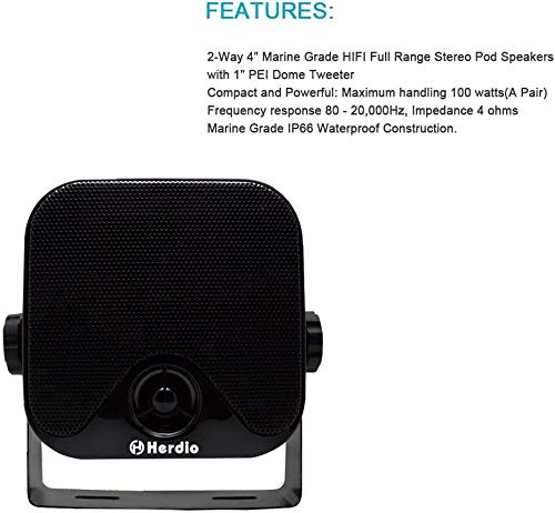 4 Inches Heavy Duty Waterproof Boat Marine Box Outdoor Speakers - Image 4