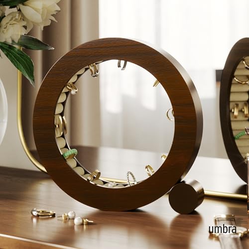 Umbra Ferris Jewelry Organizer, Wood Tray Holds 33 Rings, Walnut - Image 3