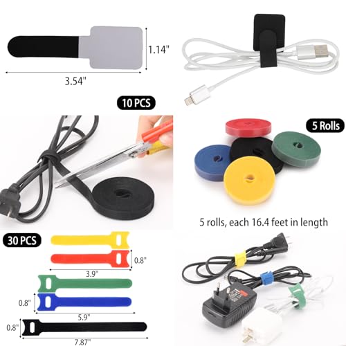 604 Pcs Cable Management Kit, 4 Cord Organizer Sleeve - Image 5