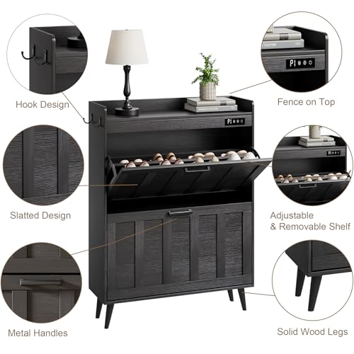 ChooChoo Shoe Storage Cabinet with 2 Flip Drawers and Deodorizer - Image 6