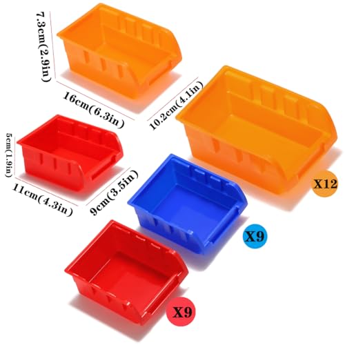 30-Bin Wall Mounted Storage Bins Kit, Tool Organizer Rack - Image 4