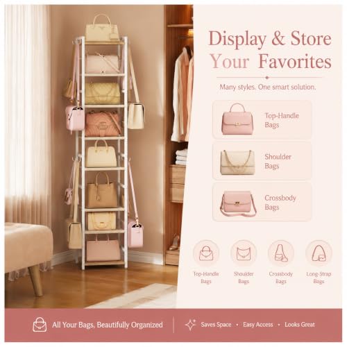 8-Tier Narrow Purse Organizer for Closet, Tall Vertical Purse - Image 6