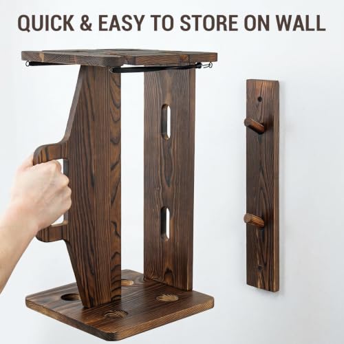 MyGift Rustic Wood Fishing Rod Rack, Portable Wall Mount - Image 7