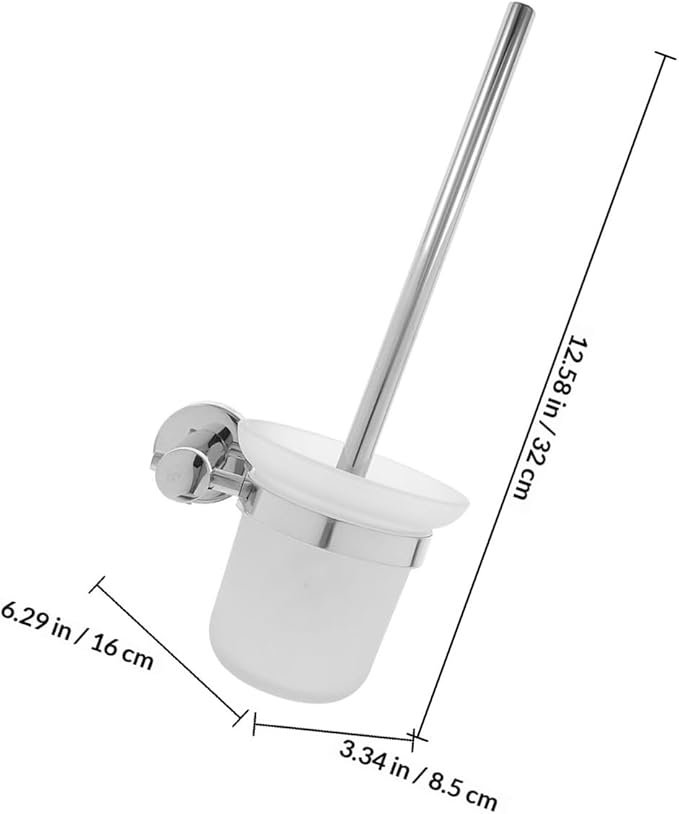 Long Handled Stainless Steel Toilet Brush with Holder Thick 304 Stainless Steel Bathroom Cleaning Brush for Toilet Bowl, Wall-Mounted Bathroom Accessory for Home Use