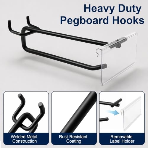 50 Pcs 8 Inch Pegboard Hooks with Label Holder for 1/4 Inch Peg - Image 4