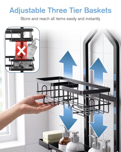 Shower Caddy Hanging, 3-Tier Hanging Shower Caddy Over Showerhead - Image 6