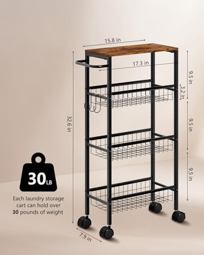 Rolling Utility Cart, 4-Tier Slim Narrow Storage Cart with Wheels - Image 6