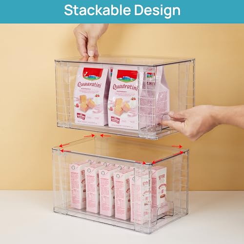 Vtopmart 4 Pack Stackable Clear Pantry Storage Drawers, Large - Image 4