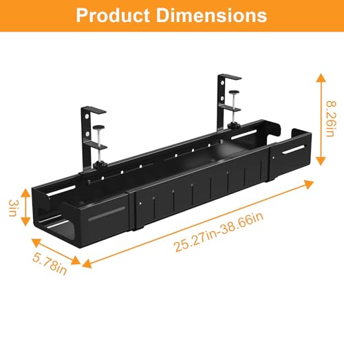REALINN Under Desk Cable Management Tray Black - Image 3