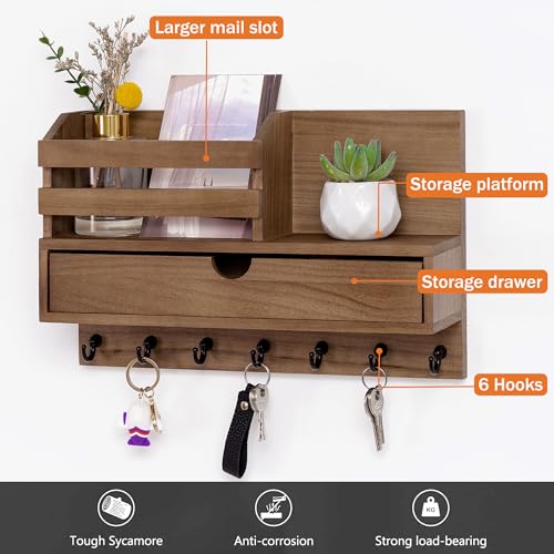 Key Holder Wall Mount, Mail Organizer with 7 Hooks | Home Organization - Image 4