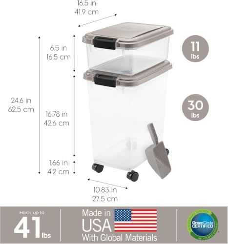 IRIS USA Airtight Dog Food Storage Container Combo, 30 lb - Image 3