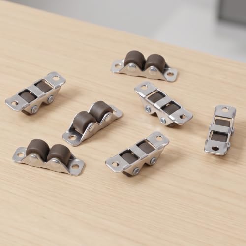 8 Pcs Low Profile Small Casters, 1/2 Inch Small Double Roller - Image 6