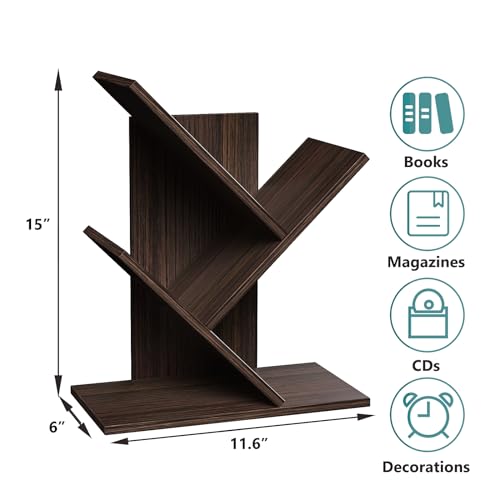 R RUISHENG 3 Tier Small Tree Bookshelf Desk Book Organizer Narrow - Image 4