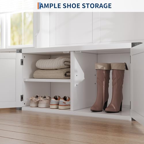 TrailBlaze 77.7" Farmhouse Hall Tree with Bench & Shoe - Image 5