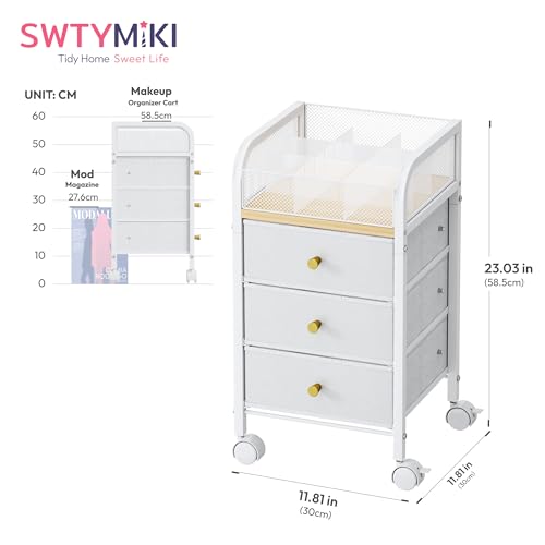 Rolling Makeup Organizer Cart - Under Desk Vanity Makeup - Image 3