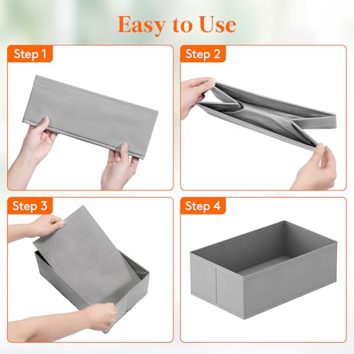 Lifewit Drawer Organizer Clothes for Closet, Gray, 24 Pack - Image 7