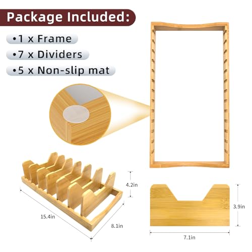 Bamboo Pot Lid Organizer for Cabinet & Kitchen Counter, Pan Lid - Image 4
