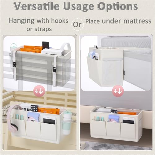 Bedside Caddy Storage Organizer for Bed Rails, Bed Caddy with 6 - Image 3