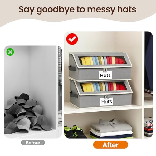 Hat Organizer for Baseball Caps, 2-Pack Stackable Hat - Image 6