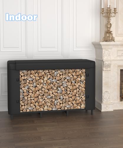 4ft Firewood Rack Holder with Cover, Adjustable Heavy Duty - Image 8