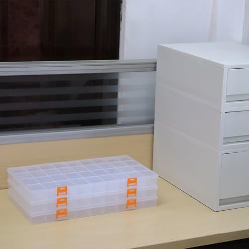 3 Pack 36 Grids Clear Plastic Storage Box with Dividers - Image 8