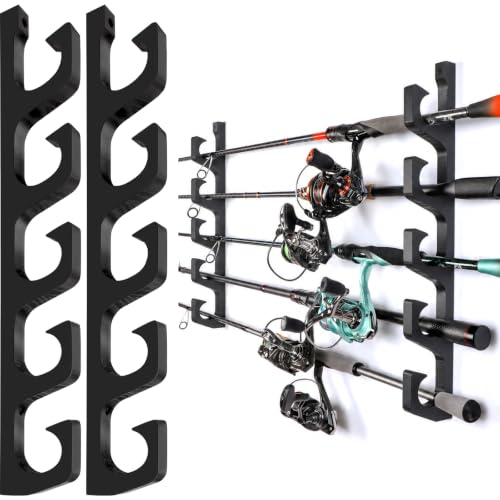 PLUSINNO H5W Solid Wood Fishing Rod Holder, Horizontal - Image 2