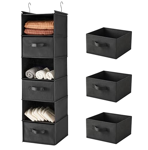 MAX Houser 6 Tier Foldable Hanging Closet Organizer with Hooks - Image 2