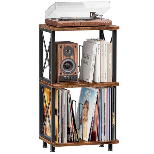 Portin Record Player Stand with Vinyl Storage 3-Tier - Image 2
