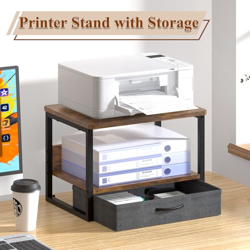 Desktop Printer Stand with Storage Drawer, Printer Riser for Desk - Image 3