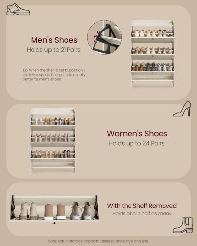 VASAGLE Narrow Shoe Storage Cabinet Organizer with 3 Flip Drawers - Image 6