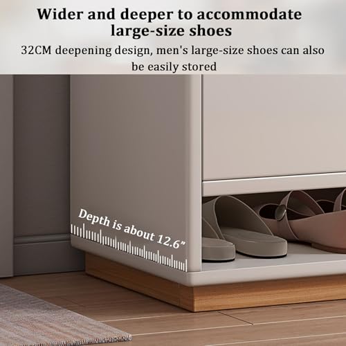 Walnut Wooden Shoe Organizer - Slim Free Standing Cabinet - Image 7