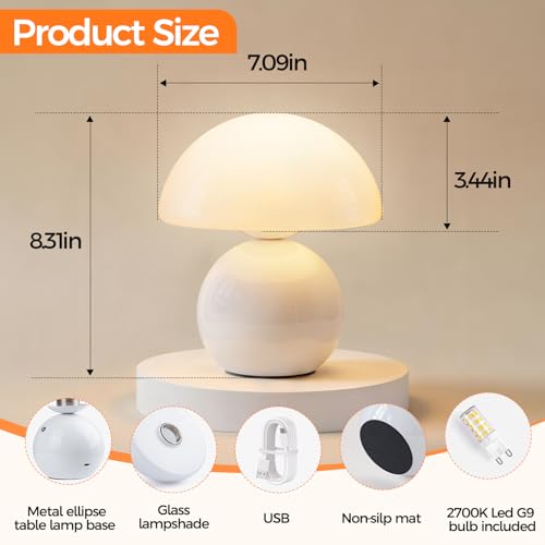 NIORSUN Wireless Mushroom Lamp,Table Lamp for Bedroom - Image 3