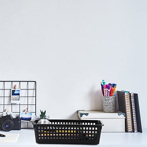 Slim Plastic Storage Baskets, Black, 6 Packs - Image 5