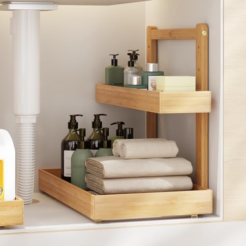 Under Sink Organizer, L-Shaped 2 Tier Pull Out Cabinet Organizer - Image 4