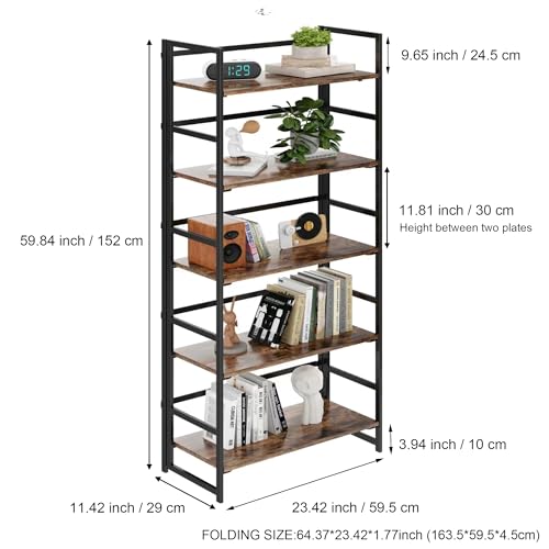 Vintage Multifunctional Folding Bookshelf, No-Assembly - Image 4