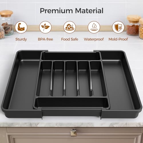 ukeetap Extra Large Expandable Silverware Organizer, Flatware - Image 5