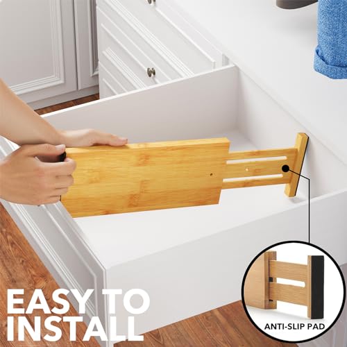 SpaceAid Bamboo 4 Pack Dresser Drawer Dividers, 4.65“ High - Image 7