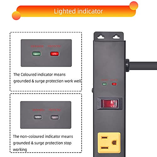 10 Outlet Long Power Strip Surge Protector, Heavy Duty Industrial - Image 4