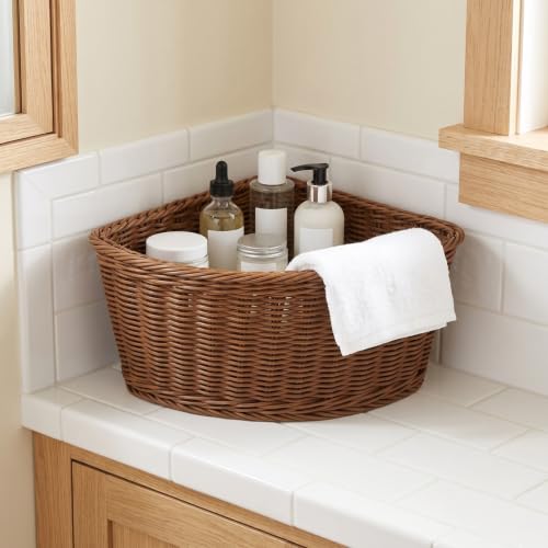VOSAREA Corner Storage Basket Triangle Basket Woven Organizer - Image 7