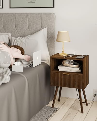 JOONEE Nightstand with Outlet,Modern Bedside Table with Storage - Image 4
