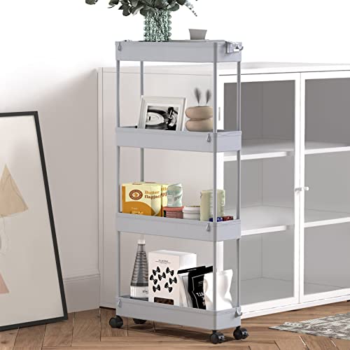 SPACELEAD Slim Storage Cart 4 Tier,Bathroom Organizer Rolling - Image 7
