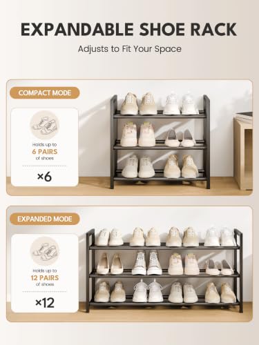 Bumusty 3 Tier Expandable Shoe Rack for Closet, Black - Image 5