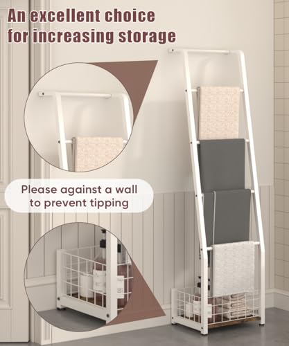 6.3ft Blanket Ladder with Storage Basket, 5 Tier | Home Organization - Image 6