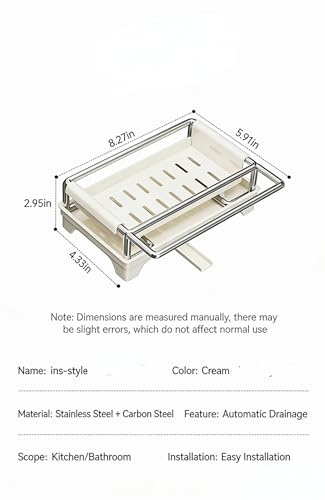 Narrow Kitchen Sink Caddy, Cream White, Sponge Holder - Image 4